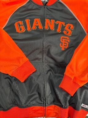 🧡  True Fan San Francisco Giants Jacket Large MLB Black Orange Genuine Merchand